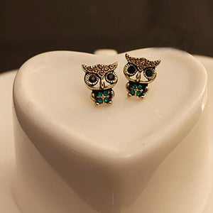 Vintage Owl Rhinestone Earrings